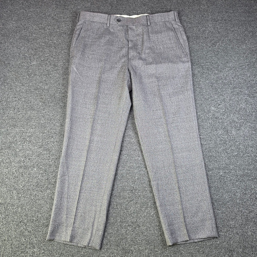 Brooks Brothers 1818 Regent Dress Pants Grey Mens 38x28 Wool Flat Micro Check